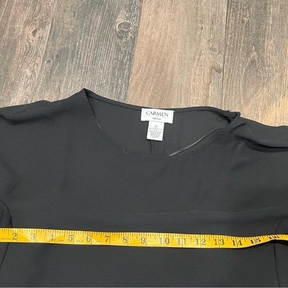 Carmen Marc Valvo Womens Dress Black Long Sleeve Split flutter Solid Small - Picture 4 of 7